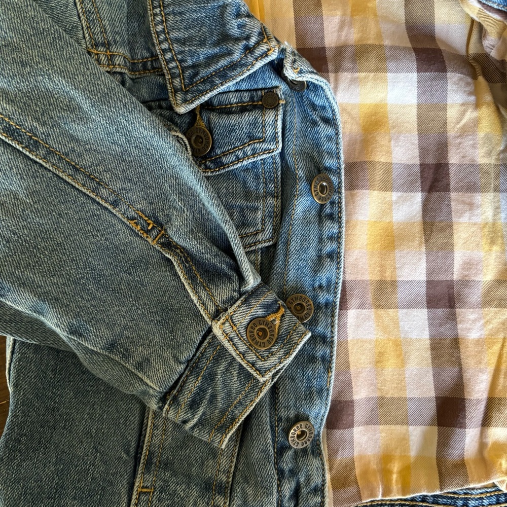Gymboree Boy’s “Rodeo Cowboy” Toddler Denim Jacket w/ Plaid Lining, 12-24 mos